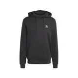 Buzo hoodie Adidas negro con logo trifolio blanco bordado en el pecho y bolsillo tipo canguro.
