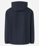 Campera rompevientos color verde oliva con capucha ajustable con cordón, cierre frontal con cremallera, bolsillos laterales con cremallera, puños con elástico y forro interior. Ligera y versátil, ideal para proteger del viento y la lluvia ligera.