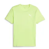 Remera deportiva Puma de manga corta y cuello redondo, diseñada para entrenamiento. Presenta un diseño liso en color amarillo neón con el logo de la marca estampado en el pecho.