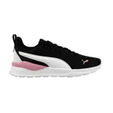 Championes Puma Anzarun Lite de mujer, color negro con detalles en blanco y rosa. Confeccionados en malla respirable y entresuela de EVA amortiguadora.