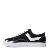 Championes urbanos Pony modelo Garden, de diseño clásico con capellada en combinación de lona y gamuza, color negro con detalles en blanco. Presentan suela de goma vulcanizada y cierre con cordones.