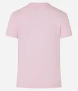 Remera celeste de media malla con cuello redondo y mangas cortas.