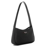 Cartera tipo bandolera Guess modelo Cerelia, color negro, de diseño estructurado y minimalista. Confeccionada en material sintético con textura sutil, presenta cierre superior y una cómoda asa larga para el hombro. Cuenta con el logotipo de la marca y herrajes metálicos en tono dorado en la parte frontal.