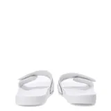 Sandalias Puma Leadcat 2.0 V de diseño ergonómico, color blanco con detalles en negro. Presentan una banda superior ajustable con cierre de velcro y el logo de la marca estampado en contraste.