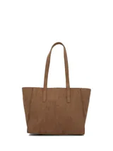 Tote bag Hush Puppies color caramelo, con diseño minimalista, doble asa de hombro y cierre superior.