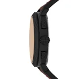 Reloj Fossil Machine con caja negra de 42mm, esfera marrón con cronógrafo y correa de cuero marrón.