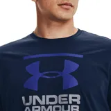 Remera Under Armour negra de corte clásico, con logo de la marca en rojo en el centro del pecho.
