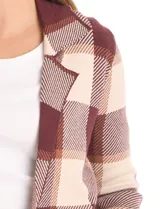 Cardigan tejido de Absolutely Famous, con diseño de cuadros, cuello con solapa, cierre frontal con botones y bolsillos aplicados en el frente.