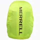 Mochila de senderismo Merrell Crest Daypack con capacidad de 22 litros, en combinación de colores verde claro y marrón. Cuenta con diseño ergonómico, respaldo acolchado, bolsillos laterales para botellas, cinta frontal daisy chain y correas ajustables con silbato de emergencia.