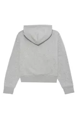 Buzo con capucha ajustable mediante cordón y bolsillo tipo canguro. Presenta mangas largas, puños y ruedo acanalados.