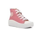 Zapatillas de lona negras con plataforma blanca y cordones blancos.