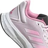 Championes de running adidas Duramo SL 2.0, color rosa con detalles en blanco y negro. Presentan el diseño clásico de las tres tiras laterales, suela con tecnología Lightmotion para mayor amortiguación y cierre con cordones.