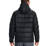 Campera de plumas Under Armour para hombre, color negro, con capucha y cierre frontal.