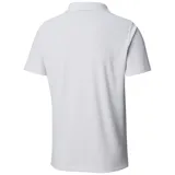 Chomba Columbia Utilizer Omni-Wick color blanco, de manga corta, con cuello mao y cierre frontal de botones. Cuenta con tecnología de absorción de humedad y protección solar.