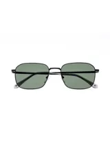 Lentes de sol con marco metálico negro y lentes rectangulares verdes.