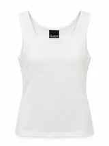 Musculosa blanca de corte clásico, tirantes anchos y escote redondo, de diseño liso y ajuste cómodo.
