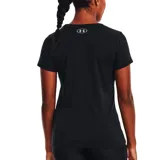 Remera deportiva Under Armour Tech para mujer, color negro con logo plateado en el pecho.