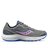 Championes Saucony Cohesion 16 de running, color gris con detalles en rosa y azul.