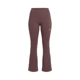 Calza deportiva Nike de tiro alto, con diseño acampanado en la parte inferior y logo de la marca bordado en color blanco en la pierna izquierda.