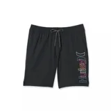 Bermuda negra de poliéster con cintura elástica ajustable con cordón y logo Hurley estampado en el lateral.