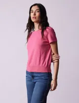 Buzo tejido en hilado fino color naranja, marca Ninety.