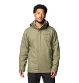 Campera 3 en 1 Columbia, modelo Bugaboo III, color verde oliva. Cuenta con tecnología Omni-Tech impermeable y transpirable, capucha desmontable y ajustable, y sistema de intercambio con cremallera que permite usar la capa exterior e interior de forro polar por separado o juntas.