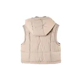 Campera multifunción modular de nylon matelaseado color taupe. Diseño versátil con sistema de cierres que permite transformarla en cuatro versiones: campera larga, campera corta, chaleco largo y chaleco corto. Cuenta con capucha desmontable, cierre frontal completo y bolsillos laterales.