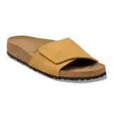 Sandalias Leve modelo Sylt Cork Brown, color marrón tostado, con una sola tira ancha ajustable en el empeine, plantilla anatómica y suela de corcho con base de goma.