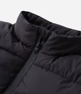 Campera puffer Marfinno de microfibra color marrón, con cuello alto, cierre frontal de cremallera y diseño acolchado horizontal.