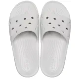 Ojotas Crocs Classic Slide color rosa, con espacio para 13 Jibbitz™ en cada pie.