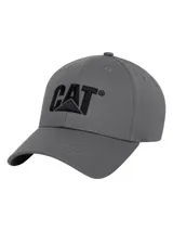 Gorro con visera Caterpillar de color gris, con el logotipo bordado en negro en la parte delantera.