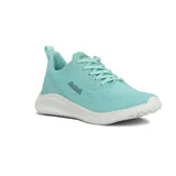 Championes de running color celeste con detalles en blanco.