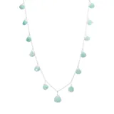 Collar de plata 925 con cadena de 40 cm más 5 cm de extensión, adornado con piedras de amazonita en forma de gotas.