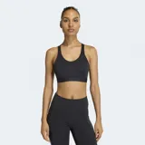 Top deportivo Adidas Optime Essentials Workout de soporte alto color negro, con diseño de espalda cruzada y almohadillas fijas, confeccionado con tejido transpirable con tecnología Climacool.