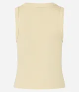 Blusa cropped musculosa Blue Steel de viscosa, con cuello redondo y diseño acanalado.