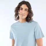 Camiseta de punto de algodón con cuello redondo y mangas cortas, de corte recto y diseño liso.