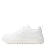 Championes blancos de cuero sintético con plataforma y cordones.