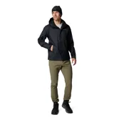 Campera impermeable Columbia modelo Watertight II, color negro, con capucha ajustable, cierre frontal, bolsillos laterales con cremallera y puños ajustables. Cuenta con tecnología Omni-Tech para mayor protección contra la humedad y forro de malla transpirable.