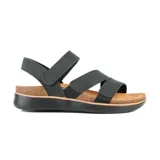 Sandalias casuales Skechers Lifted Comfort color negro, con plataforma de corcho, tiras ajustables de cuero sintético y plantilla Memory Foam.