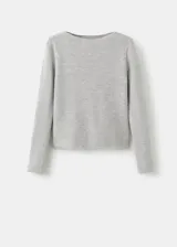 Sweater de punto de canalé con cuello redondo y manga larga, de diseño entallado.