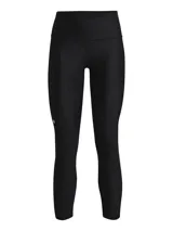 Calza deportiva Under Armour de tiro alto, confeccionada en tejido HeatGear ultraligero que absorbe el sudor y se seca rápidamente. Presenta un diseño ajustado con costuras planas ergonómicas, cintura antideslizante y bolsillo lateral.