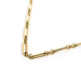 Cadena dorada de acero quirúrgico enchapado, con eslabones rectangulares y circulares.