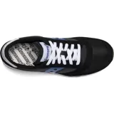 Championes Saucony Jazz Original Vintage, color negro con detalles en azul y blanco, con suela color caramelo.