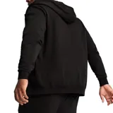 Campera deportiva con cierre frontal completo, capucha con cordones ajustables y bolsillos tipo canguro. Presenta el logo de la marca bordado en el pecho.