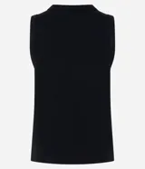 Musculosa de ribana de algodón con elastano, diseño ajustado al cuerpo, cuello redondo alto y sin mangas.