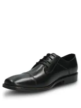 Zapato de vestir formal Hush Puppies modelo Jazz Black, confeccionado en cuero negro con diseño clásico acordonado y costura en la puntera.