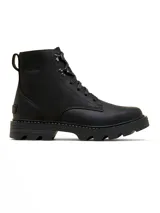 Bota Sorel Revel Rd Boot Lace de cuero negro, estilo informal con cordones, suela de caucho EVERTREAD™ moldeada y construcción impermeable con costuras selladas.