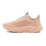 Championes deportivos Diadora modelo Proton para mujer, color salmón/rosado con detalles en celeste. Presentan una suela gruesa y texturizada, y un diseño de malla transpirable con líneas superpuestas.