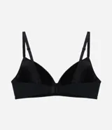 Soutien básico de microfibra color marrón, con relleno triangular suave, sin aro, con detalle en los laterales, espalda doble y tirantes finos regulables.