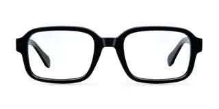 Lentes con protección contra luz azul y UV400, con montura cuadrada de material bio-based en color negro y cristales transparentes.